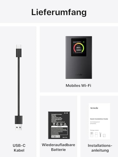 Tenda Mobiler WLAN-Router Wi-Fi 6, 2100-mAh-Akku, 4G-Hotspot, USB-C