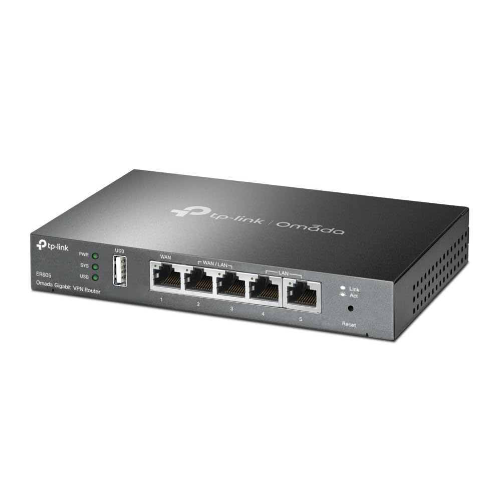 TP-LINK ER605 5-Port-Dual-WAN-VPN-Router, Omada SDN, Firewall, Schwarz