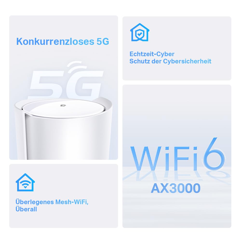TP-Link Deco X50 5G LTE Router, Wi-Fi 6 AX3000, SIM-Karten-Slot, Mesh, Weiß
