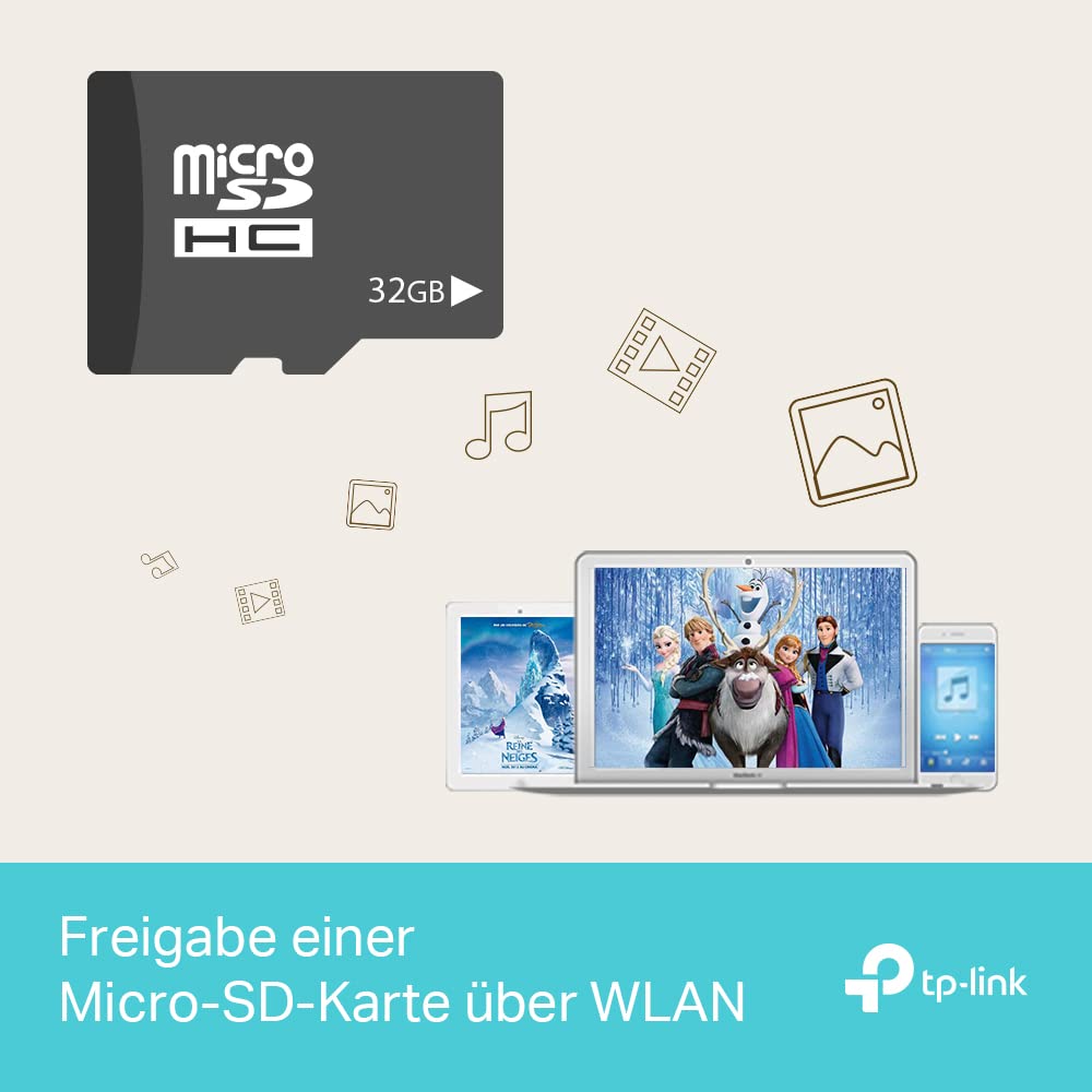 TP-Link M7350 4G MiFi Router, CAT4, 150 Mbit/s, 2000mAh Akku, 10 Geräte, Schwarz