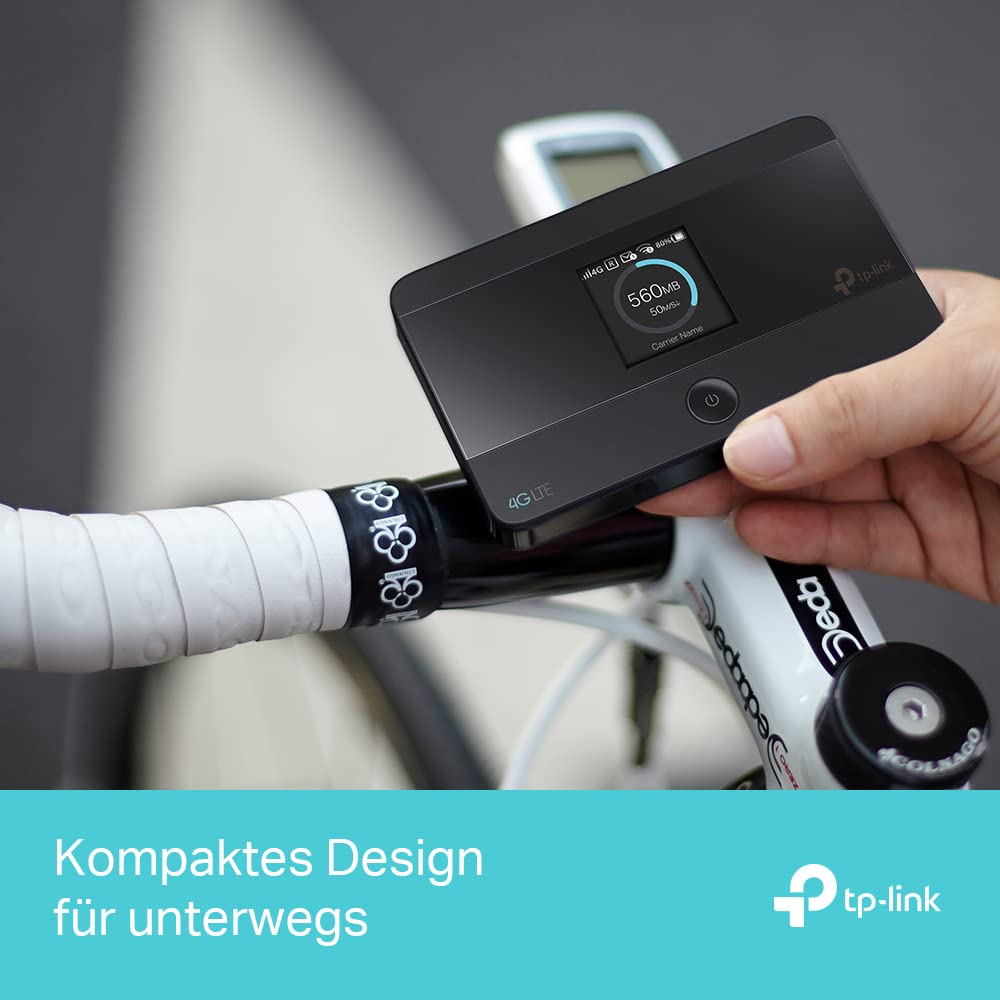 TP-Link M7350 4G MiFi Router, CAT4, 150 Mbit/s, 2000mAh Akku, 10 Geräte, Schwarz