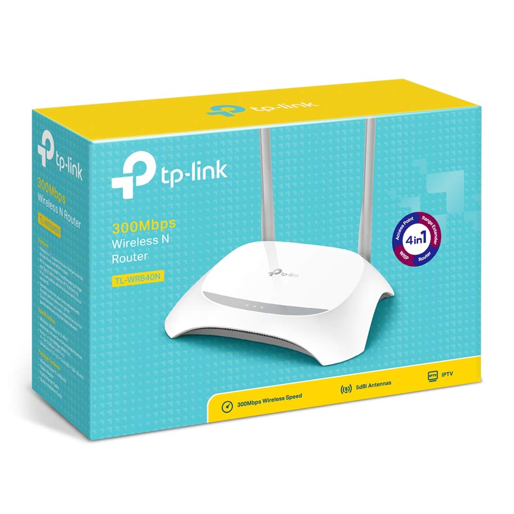 TP-Link TL-WR840N N300 WLAN-Router, 300 Mbit/s, 4x LAN, 2 Antennen, IPv6, Accesspoint, Weiß/Schwarz