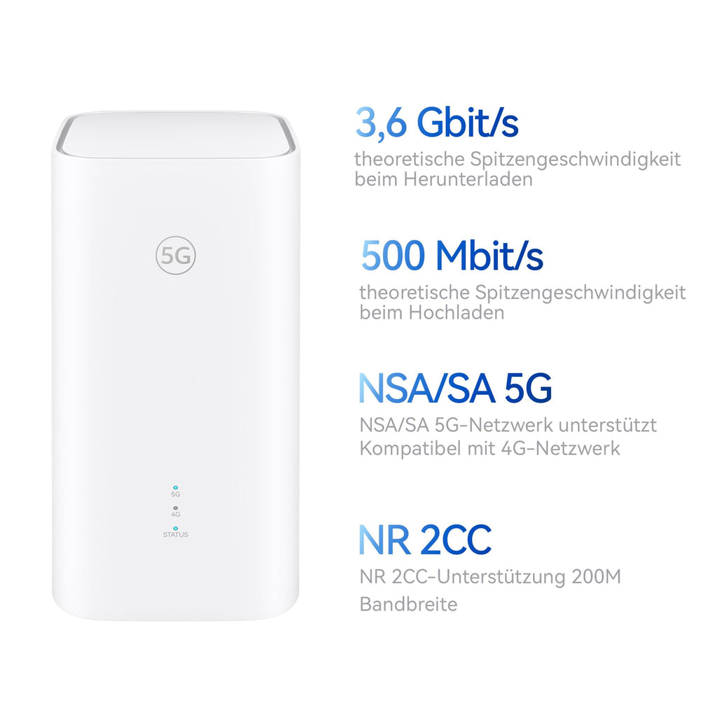 5G CPE 5s Wi-Fi 6 Router AX3000, 3600 Mbit/s, LAN/WAN, Garantie