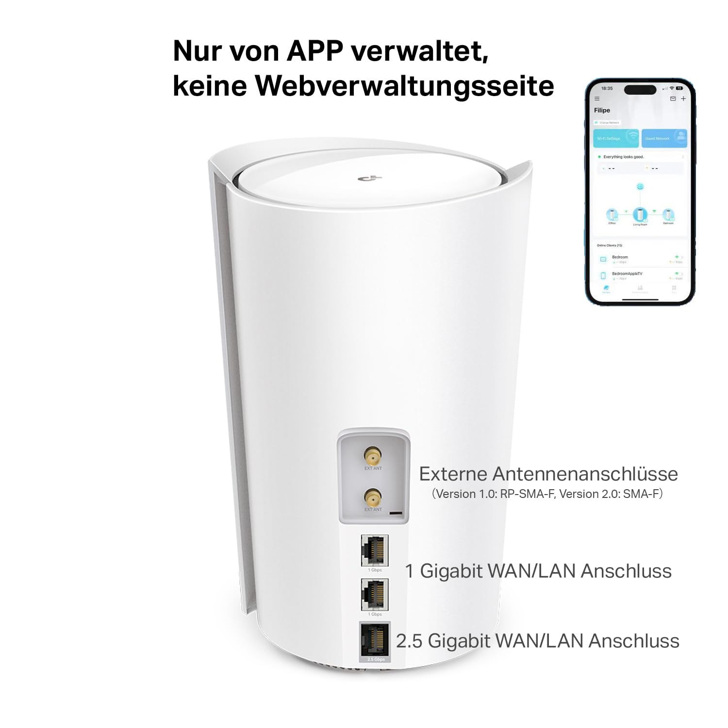 TP-Link Deco X50 5G LTE Router, Wi-Fi 6 AX3000, SIM-Karten-Slot, Mesh, Weiß