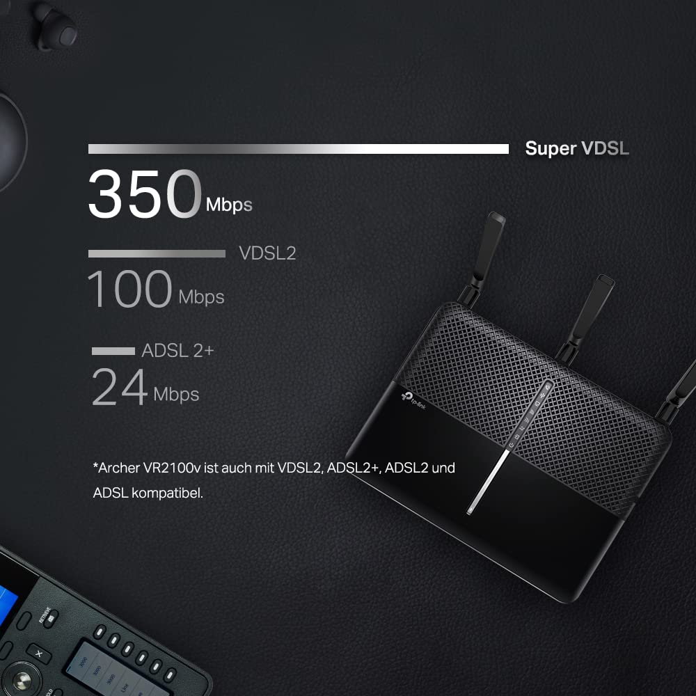 TP-Link Archer VR2100v VDSL-Router, AC2100 WLAN, USB 3.0, Deutsch
