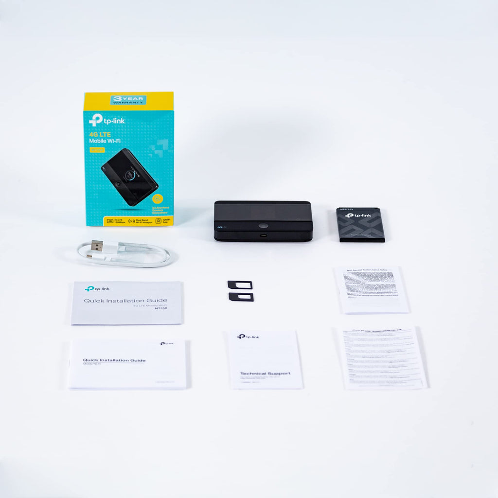 TP-Link M7350 4G MiFi Router, CAT4, 150 Mbit/s, 2000mAh Akku, 10 Geräte, Schwarz