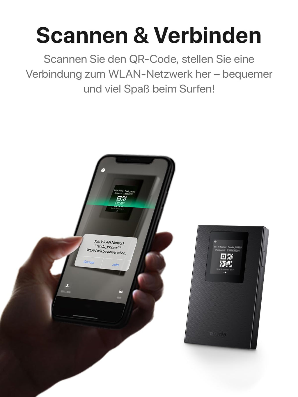 Tenda Mobiler WLAN-Router Wi-Fi 6, 2100-mAh-Akku, 4G-Hotspot, USB-C