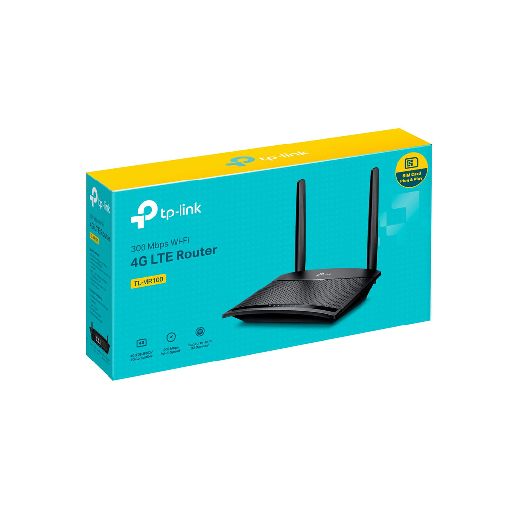 TP-Link TL-MR100 LTE-Router, 4G-SIM, 150 Mbit/s, WLAN N300, 2x LAN, Gastnetz, Plug &amp; Play