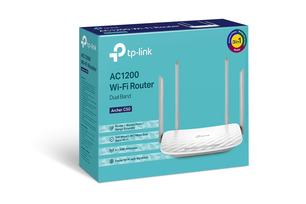 TP-Link Archer C50 AC1200 Dualband-WLAN-Router, 300 + 867 Mbit/s, Weiß