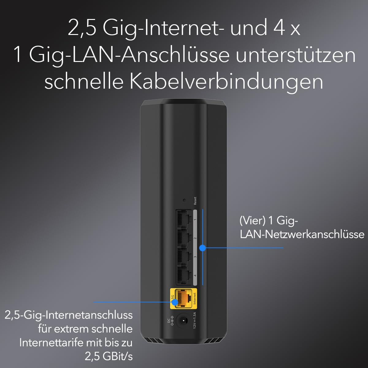 NETGEAR Nighthawk WiFi 7 Router RS100, 3,6 Gbit/s, 2,5-GHz-Internet, Dualband