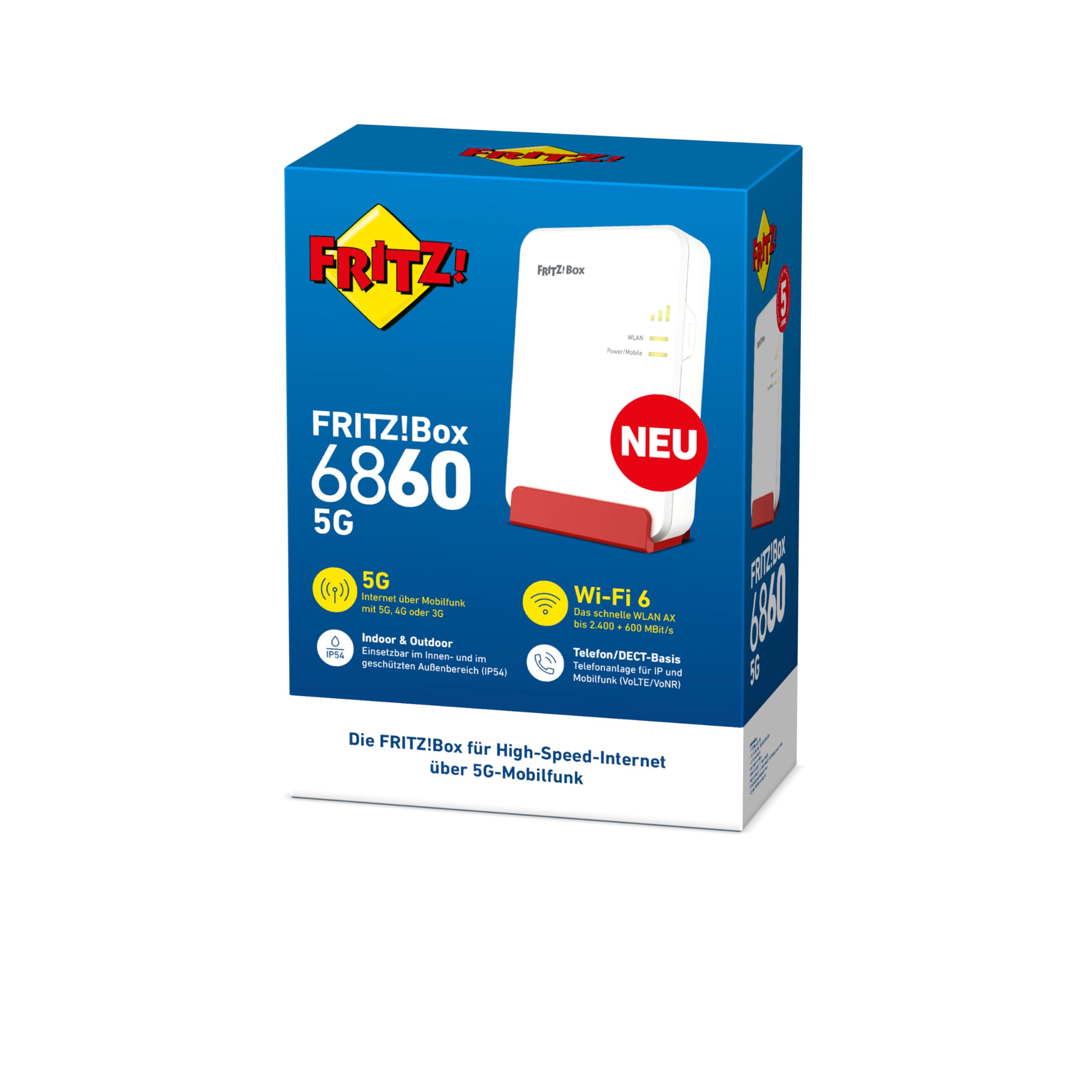 FRITZ!Box 6860 5G Router, Wi-Fi 6, PoE+, DECT
