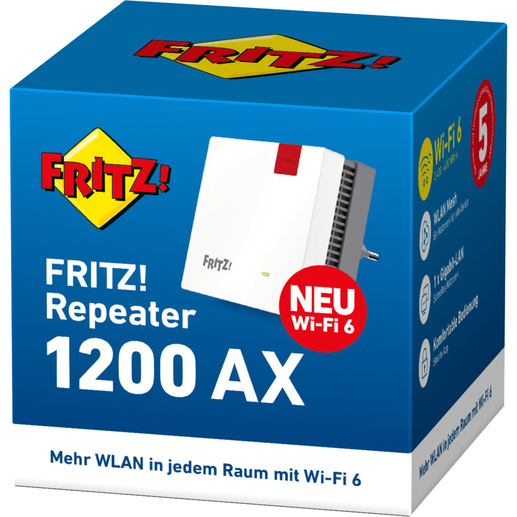 FRITZ!Repeater 1200 AX Wi-Fi 6, 2400 Mbit/s + 600 Mbit/s, Deutsch