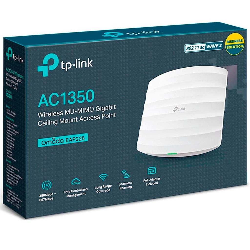 TP-Link EAP225 Dualband WLAN Access Point 1350 Mbit/s, PoE, Omada SDN, Weiß