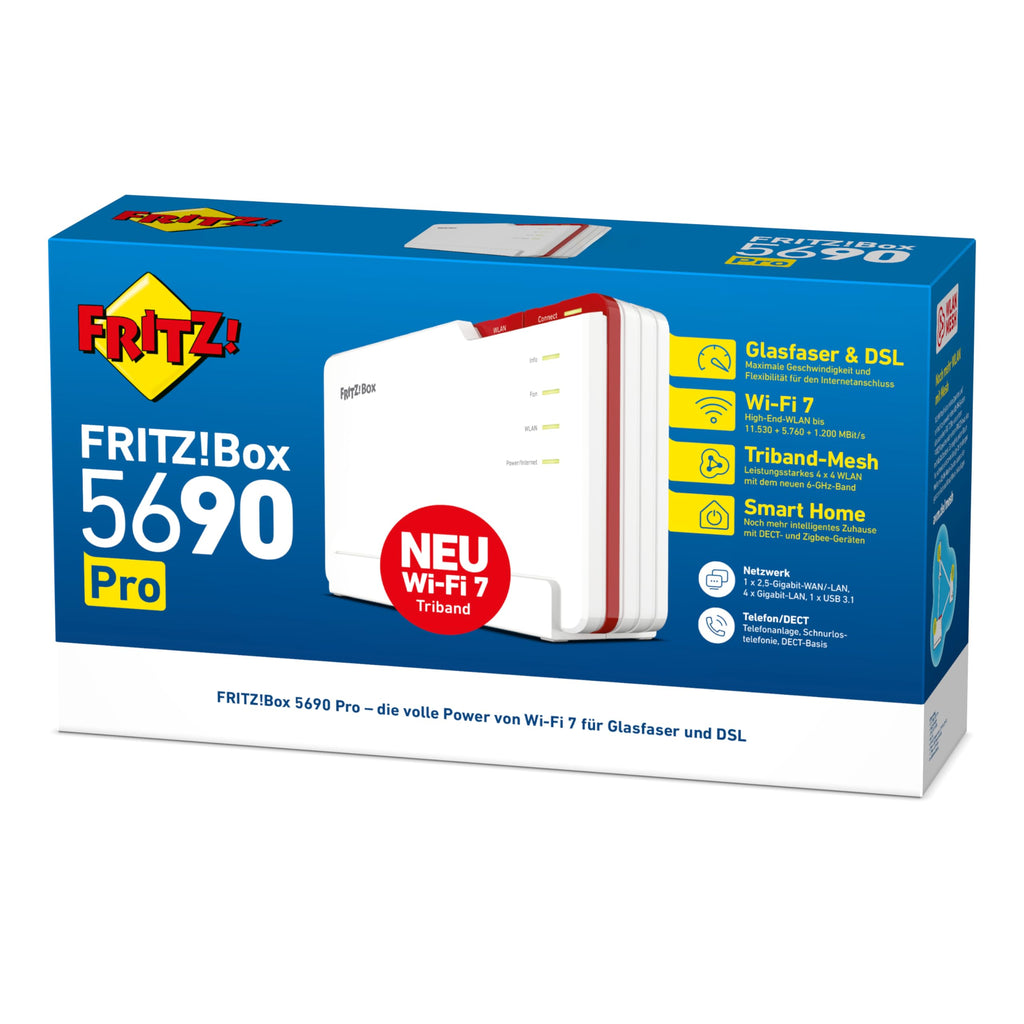 FRITZ!Box 5690 Pro Wi-Fi 7 Triband-Router, DSL &amp; Glasfaser, Mesh, DECT