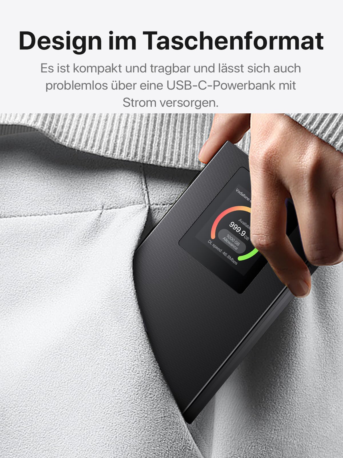 Tenda Mobiler WLAN-Router Wi-Fi 6, 2100-mAh-Akku, 4G-Hotspot, USB-C