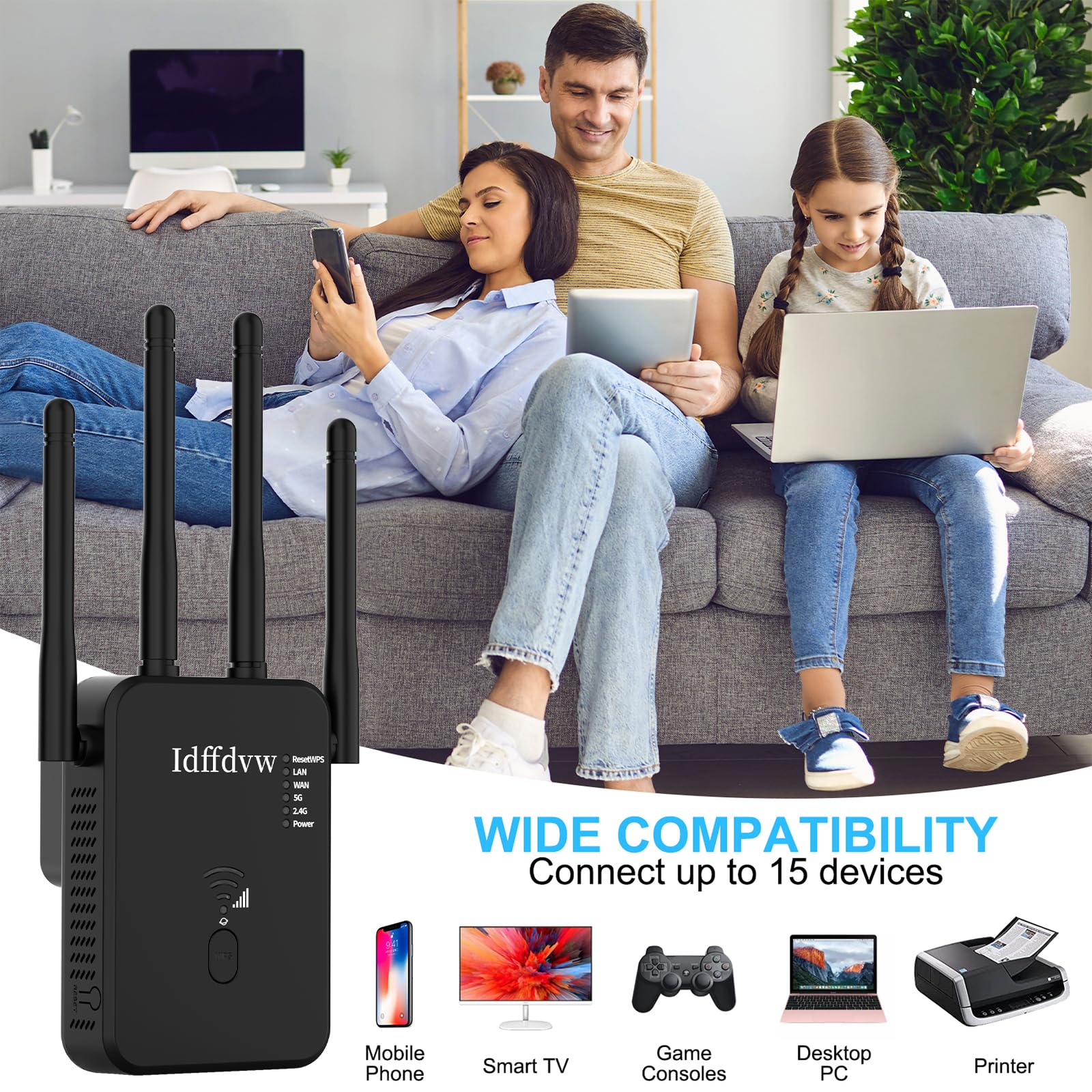 Aenxwa WLAN Repeater 1200Mbit/s Dualband WiFi Booster mit LAN/WAN