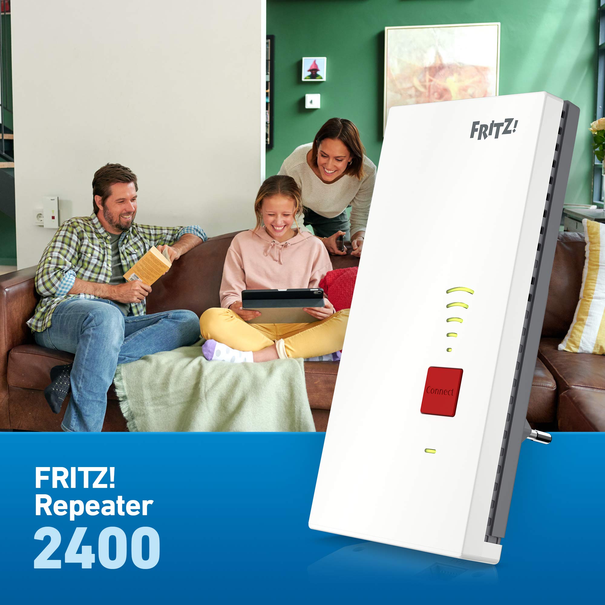 FRITZ!Repeater 2400 Dualband-WLAN, bis zu 1733 Mbit/s + 600 Mbit/s, Gigabit-LAN