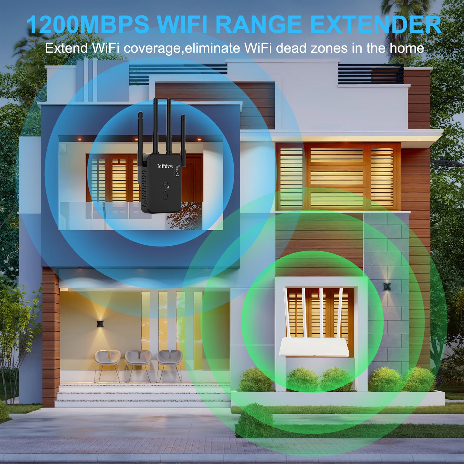 Aenxwa WLAN Repeater 1200Mbit/s Dualband WiFi Booster mit LAN/WAN